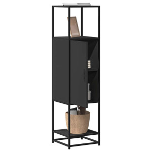 vidaXL Hoge kast 35,5x35x139 cm bewerkt hout en metaal zwart