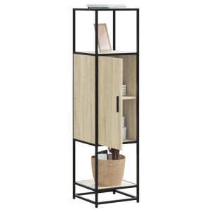 vidaXL Hoge kast 35,5x35x139 cm bewerkt hout en metaal sonoma eiken