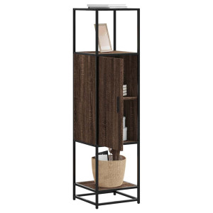 vidaXL Hoge kast 35,5x35x139 cm bewerkt hout en metaal bruin eiken