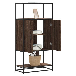 vidaXL Hoge kast 68x35x139 cm bewerkt hout en metaal bruin eikenkleur