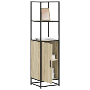 vidaXL Hoge kast 35,5x35x139 cm bewerkt hout en metaal sonoma eiken