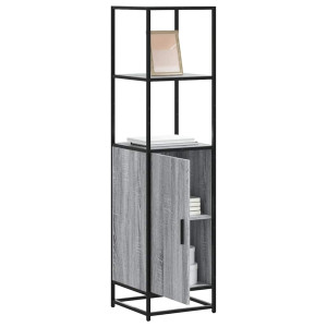 vidaXL Hoge kast 35,5x35x139 cm bewerkt hout en metaal grijs sonoma