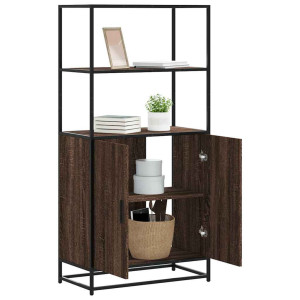 vidaXL Hoge kast 68x35x139 cm bewerkt hout en metaal bruin eikenkleur