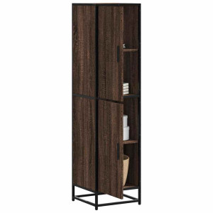 vidaXL Hoge kast 35,5x35x139 cm bewerkt hout en metaal bruin eiken