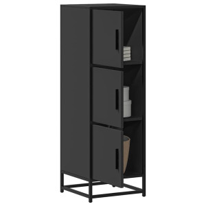 vidaXL Hoge kast 35,5x35x106,5 cm bewerkt hout en metaal zwart