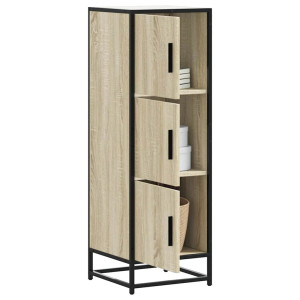 vidaXL Hoge kast 35,5x35x106,5 cm bewerkt hout en metaal sonoma eiken