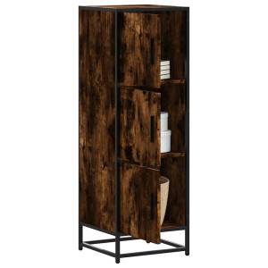 vidaXL Hoge kast 35,5x35x106,5 cm bewerkt hout en metaal gerookt eiken