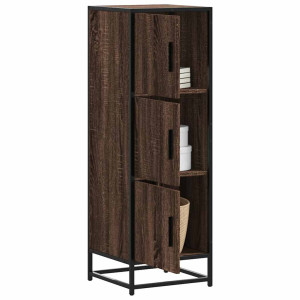 vidaXL Hoge kast 35,5x35x106,5 cm bewerkt hout en metaal bruin eiken