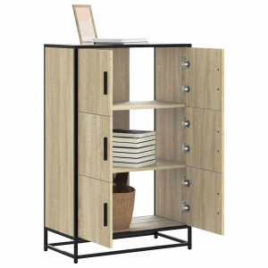 vidaXL Hoge kast 68x35x106,5 cm bewerkt hout en metaal sonoma eiken