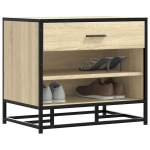 vidaXL Schoenenbank 60x40x53,5 cm bewerkt hout en metaal sonoma eiken