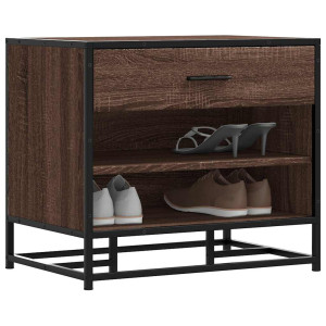 vidaXL Schoenenbank 60x40x53,5 cm bewerkt hout en metaal bruin eiken