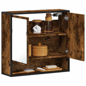 vidaXL Badkamerspiegelkast 65x20x60 cm bewerkt hout gerookt eikenkleur