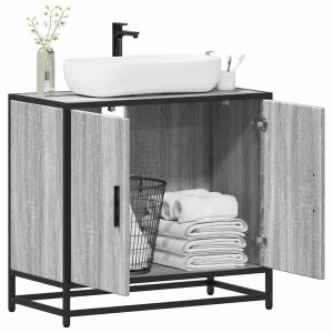 vidaXL Wastafelkast 65x33x60 cm bewerkt hout grijs sonoma eikenkleurig