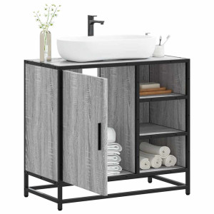 vidaXL Wastafelkast 65x33x60 cm bewerkt hout grijs sonoma eikenkleurig