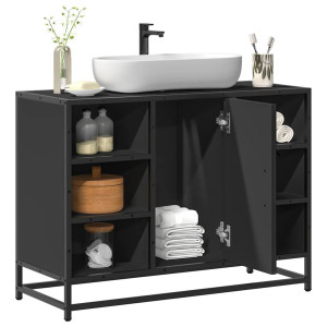 vidaXL Wastafelkast 80x33x60 cm bewerkt hout zwart