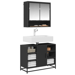 vidaXL Wastafelkast 80x33x60 cm bewerkt hout zwart