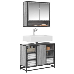 vidaXL Wastafelkast 80x33x60 cm bewerkt hout grijs sonoma eikenkleurig