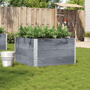 vidaXL Plantenbak 100x100 cm massief grenenhout grijs