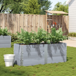 vidaXL Plantenbak 150x50 cm massief grenenhout grijs