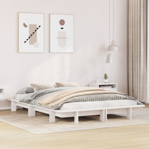 vidaXL Bedframe zonder matras massief grenenhout wit 135x190 cm