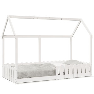 vidaXL Bedhuis wit massief grenenhout 90x190 cm