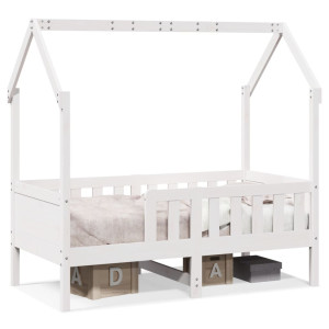 vidaXL Bedhuis wit massief grenenhout 70x140 cm