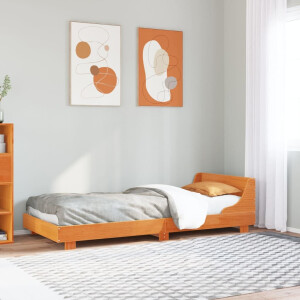 vidaXL Bedframe zonder matras massief grenenhout wasbruin 75x190 cm