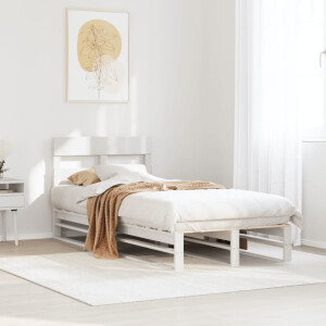 vidaXL Bedframe zonder matras massief grenenhout wit 75x190 cm