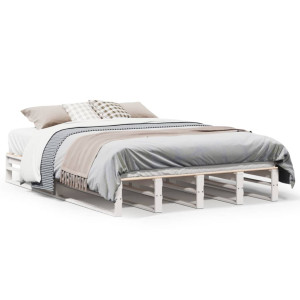 vidaXL Bedframe zonder matras massief grenenhout wit 140x200 cm