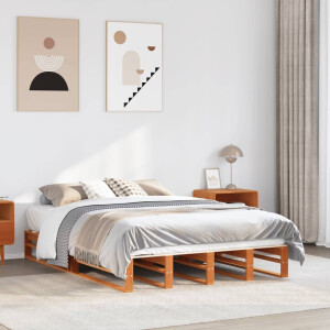 vidaXL Bedframe zonder matras massief grenenhout wasbruin 120x190 cm