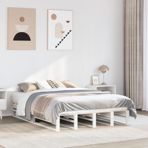 vidaXL Bedframe zonder matras massief grenenhout wit 135x190 cm