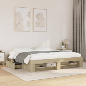vidaXL Bedframe zonder matras 200x200cm spaanplaat sonoma eikenkleurig