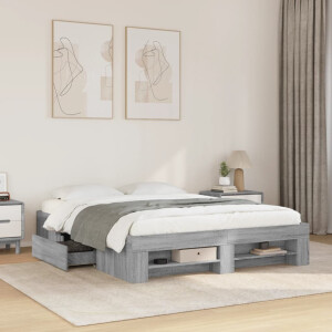 vidaXL Bedframe zonder matras 160x200 cm spaanplaat grijs Sonoma