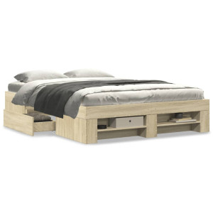 vidaXL Bedframe zonder matras hout sonoma eikenkleurig 140x200 cm