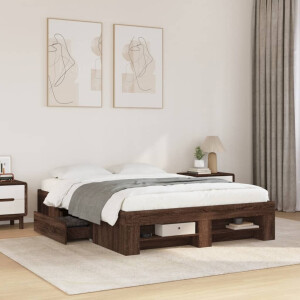 vidaXL Bedframe zonder matras bewerkt hout bruin eikenkleur 140x190 cm