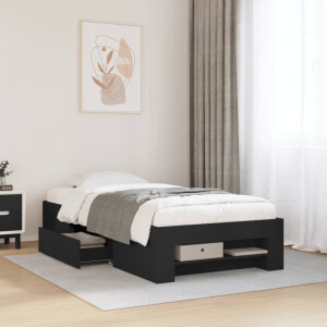 vidaXL Bedframe bewerkt hout zwart 90x190 cm