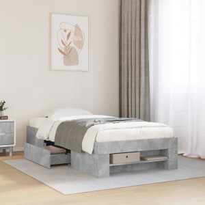 vidaXL Bedframe bewerkt hout betongrijs 90x190 cm