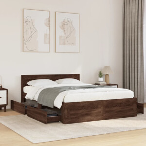 vidaXL Bedframe met hoofdeinde bewerkt hout bruineikenkleur 120x200 cm
