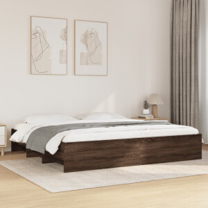 vidaXL Bedframe zonder matras 200x200 cm spaanplaat bruin eikenkleurig
