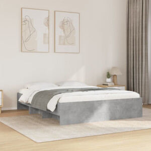 vidaXL Bedframe bewerkt hout betongrijs 150x200 cm