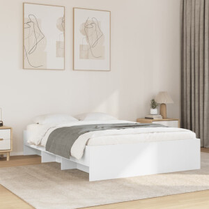 vidaXL Bedframe massief hout wit 140x190 cm