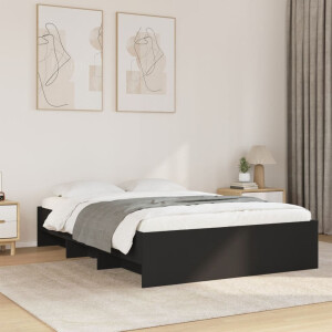 vidaXL Bedframe bewerkt hout zwart 135x190 cm