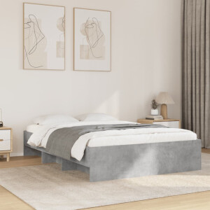 vidaXL Bedframe bewerkt hout betongrijs 135x190 cm