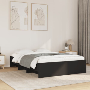 vidaXL Bedframe bewerkt hout zwart 120x190 cm