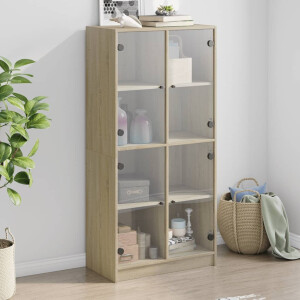 vidaXL Hoge kast met deuren 68x37x142 cm bewerkt hout sonoma eiken