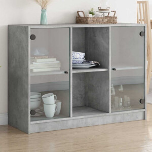 vidaXL Dressoir 102x37x75,5 cm bewerkt hout betongrijs