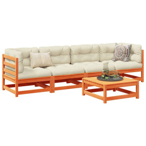vidaXL 5-delige Loungeset massief grenenhout wasbruin