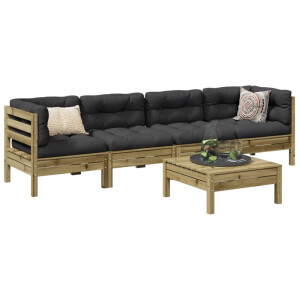 vidaXL 5-delige Loungeset met kussens geïmpregneerd grenenhout