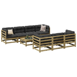 vidaXL 8-delige Loungeset met kussens geïmpregneerd grenenhout