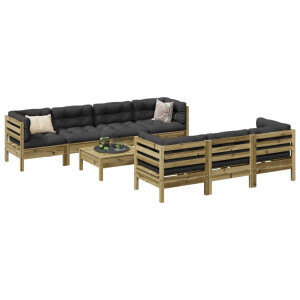 vidaXL 8-delige Loungeset met kussens geïmpregneerd grenenhout